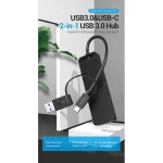Vention 4-Port USB 3.0 Hub with USB-C & USB 3.0 2-in-1 Interface and Power Supply 0.15M ABS Type