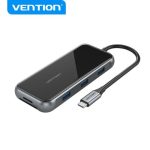 Vention USB C Multi-function 9 in 1  Docking Station  Type-C to HDMI/USB3.0*3/TF/SD/RJ45/3.5mm/PD Docking Station 0.15m Gray Metal Type ( 87W)