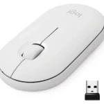 Logitech Pebble M350 Wireless Mouse with Bluetooth or 2.4 GHz Receiver (Off White)